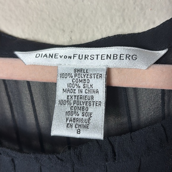 Diane Von Furstenberg Silk Black Blouse - Size 8 - Picture 4 of 8